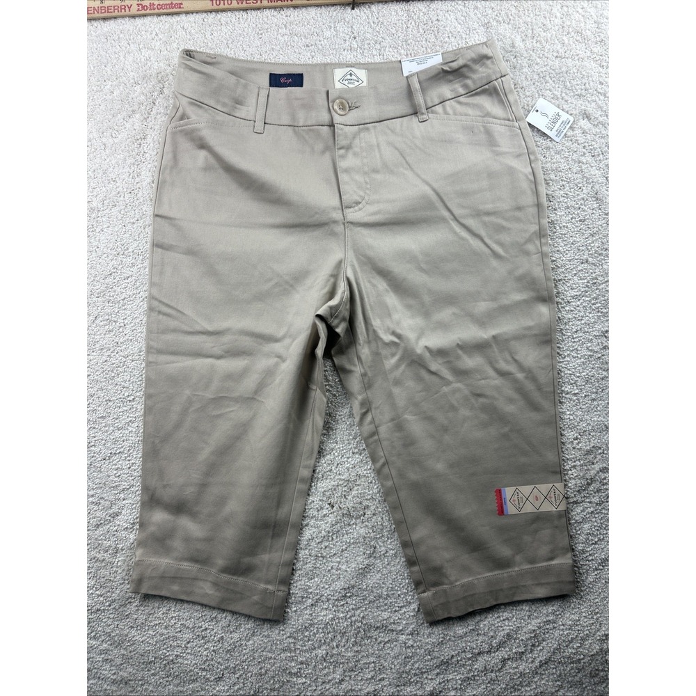 St Johns Bay Cropped Tan Khaki Capri Crop Pants Size 10P Secretly Slender Sexy